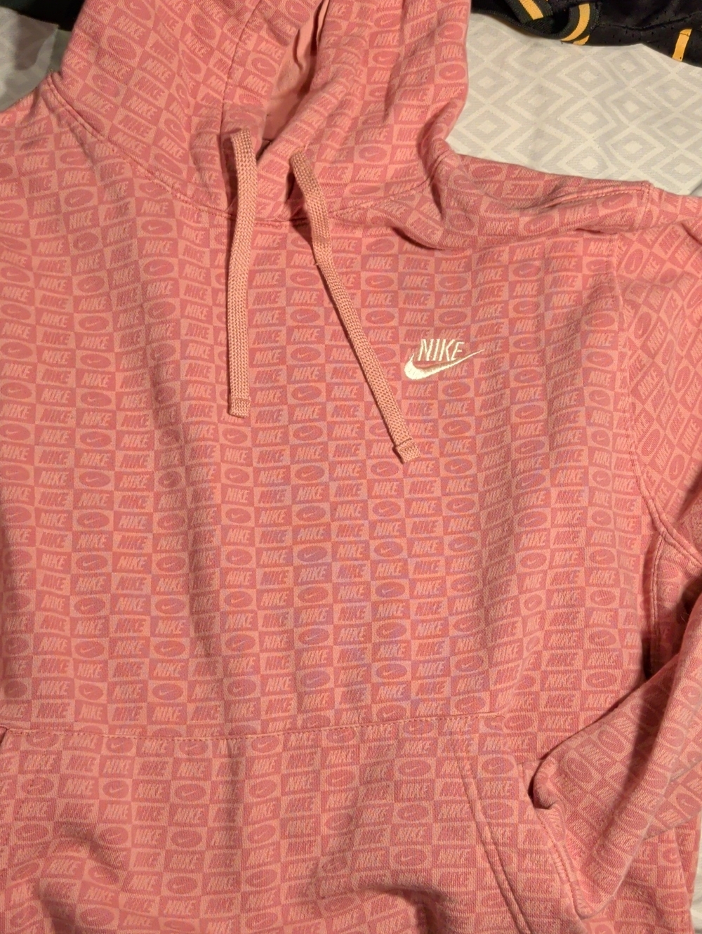 Nike Pink All-Over Logo Cowl Hoodie